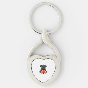 Oude Zachte Zwarte Pug Sushi Cartoon Vector Illust Sleutelhanger