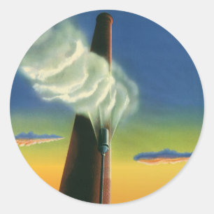 Oude Zakelijke, Stoomfluit Fabriek Zonsopgang Ronde Sticker