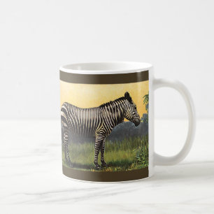 Oude zebra in de Afrikaanse savanne, wild dier Koffiemok