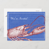 Oude Zee Kreeft Bak Strandfeest Uitnodiging Briefkaart (Voorkant / Achterkant)