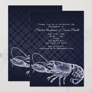 Oude Zeekreeft Marineblauwe Elegante Uitnodigingen