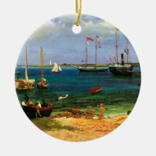 Oude zeelandschap, Nassau Haven van Bierstadt Keramisch Ornament