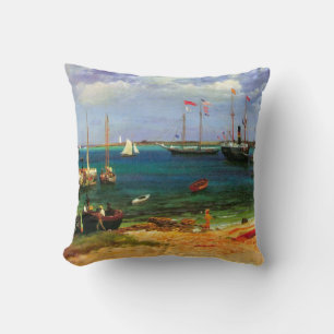 Oude zeelandschap, Nassau Haven van Bierstadt Kussen
