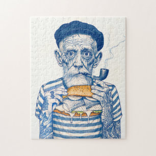 Oude Zeeman Die Sandwich Eet Legpuzzel