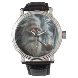 Oude zeeman roken een pijp horloge