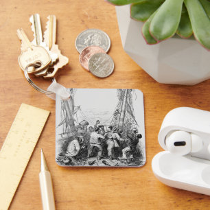 Oude zeerovers en een schipbreuk van een piratensc sleutelhanger