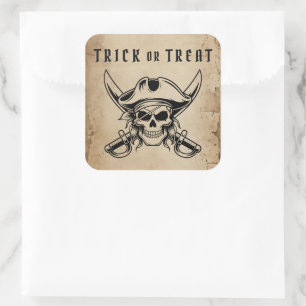 Oude Zeerovers schedel Trick Or Treat Halloween Vierkante Sticker