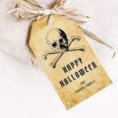 Oude Zeeroverschedel & Botten Halloween Cadeaulabel