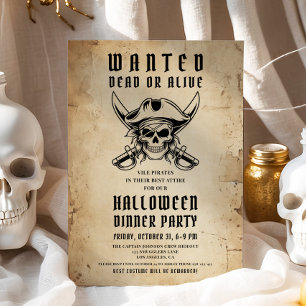 Oude Zeeroverschedel Halloween Eettafel Feest Kaart