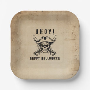 Oude Zeeroverschedel Halloween Papieren Bordje