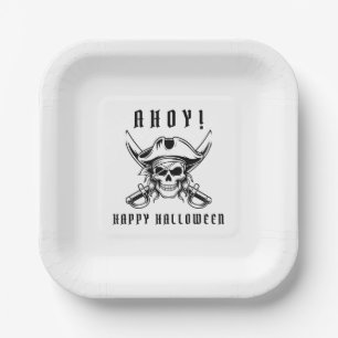 Oude Zeeroverschedel Halloween Papieren Bordje