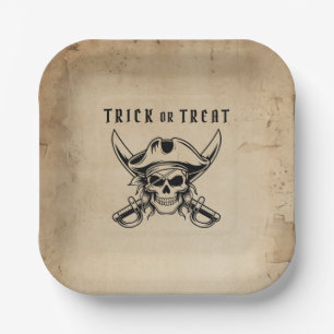 Oude Zeeroverskaars Trick Or Treat Halloween Papieren Bordje