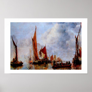 OUDE ZEEVAARTUIGEN IN ZEE POSTER