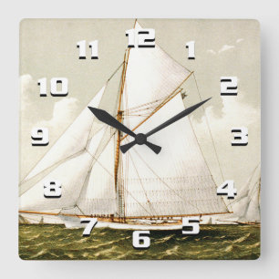 Oude Zeilboot Print Vierkante Klok