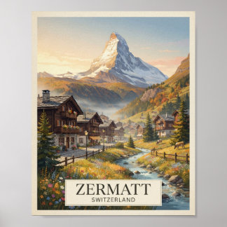 Oude Zermatt Zwitserland Reisposter Poster