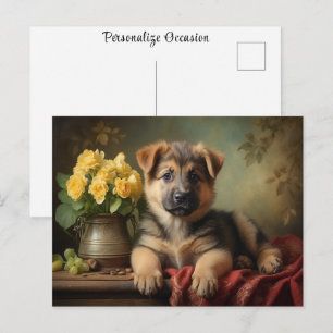 Oude Zoete Duitse Herdershond Puppy Hond Portret Briefkaart