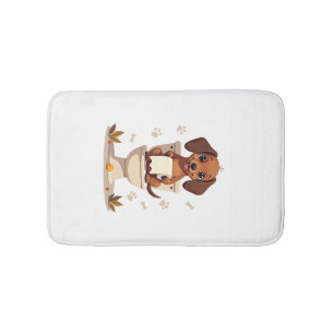 Oude zoete takshond op toilet cartoon badkamer  badmat