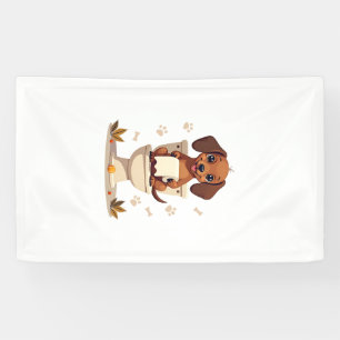 Oude zoete takshond op toilet cartoon badkamer spandoek