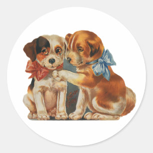 Oude zoete Valentijnsdag puppy liefde, twee honden Ronde Sticker