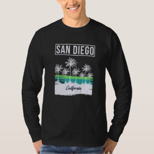 Oude Zomer San Diego Californië Palmboom Oceaan T-shirt
