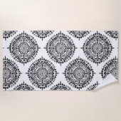 Oude zon met symbolen zwart wit strandlaken (Voorkant)