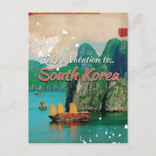 Oude Zuid-Korea Reisposter Briefkaart