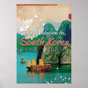 Oude Zuid-Korea reisposter Poster