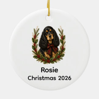 Oude Zwart Bruine Cocker Spaniel Kerst Keramisch Ornament