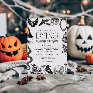 Oude zwart-wit schedel Halloween Kaart