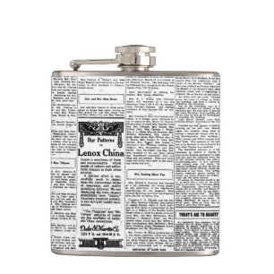 Oude zwart-witkrant,  retro-advertentie heupfles