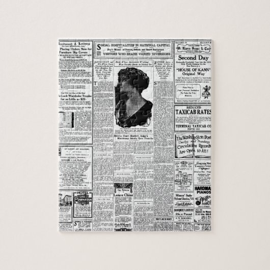 Oude zwart-witkrant, retro-advertentie legpuzzel (Verticaal)