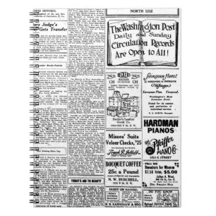 Oude zwart-witkrant,  retro-advertentie notitieboek