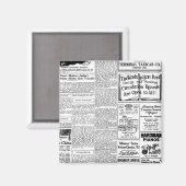 Oude zwart & witte krant, retro advertentie magneet (Voorkant / Achterkant)