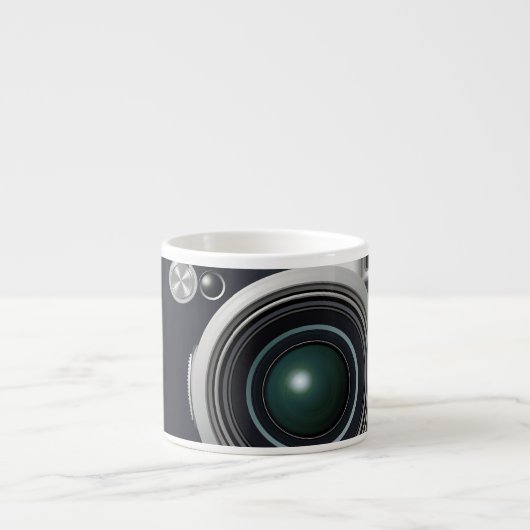 Oude zwarte camera espresso kop (Voorkant)