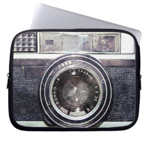 Oude zwarte camera laptop sleeve