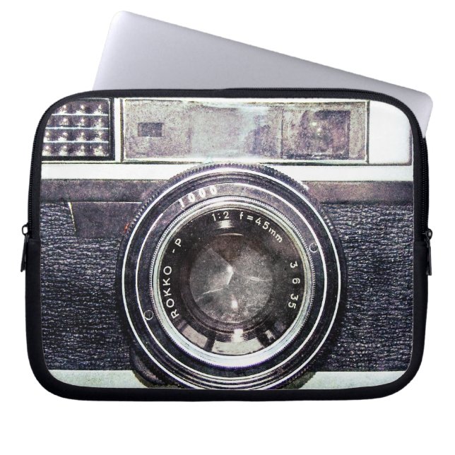 Oude zwarte camera laptop sleeve (Voorkant)