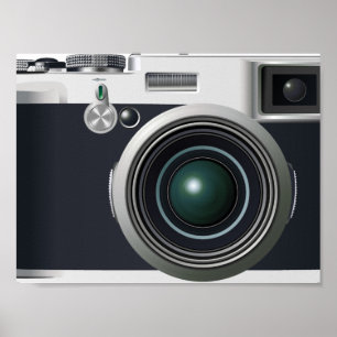 Oude zwarte camera poster