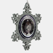 Oude zwarte camera tin sneeuwvlok ornament (Links)