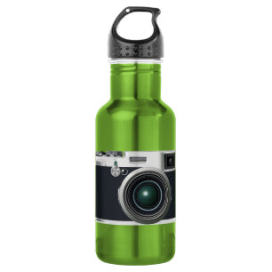 Oude zwarte camera waterfles 
