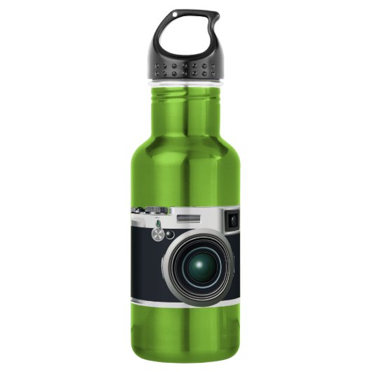 Oude zwarte camera waterfles  (Voorkant)