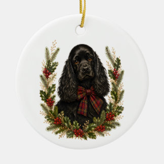 Oude zwarte Cocker Spaniel Kerst Keramisch Ornament