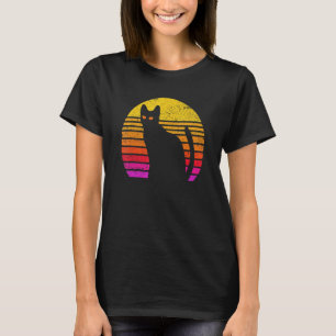 Oude Zwarte Kat Retro Versleten Kitten Kat C T-shirt