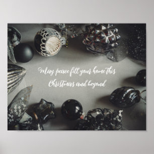 Oude Zwarte Kerstballen met Lint Poster