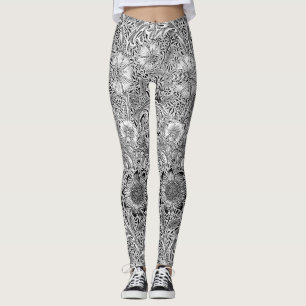 Oude zwarte witte William Morris Corncockle Leggings
