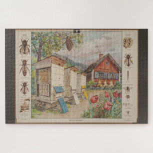 Oude Zweedse schoolwandkaart — bijen Legpuzzel