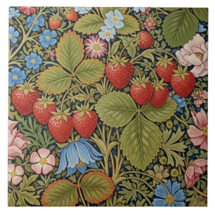 Oudeaardbeien en bloemen tegeltje