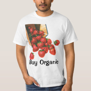 Oudeaardbeien in mand, voedsel fruit bessen t-shirt