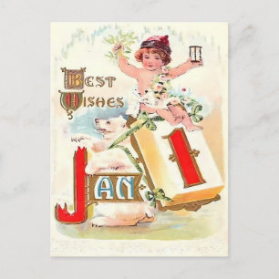 Oudejaars 'Beste Wensen' Nieuwjaarsdag Briefkaart