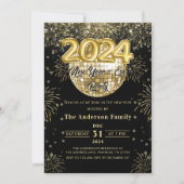 Oudejaarsavond 2024 Gold Glitter Disco Ball Kaart (Voorkant)