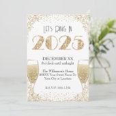 Oudejaarsavond 2025 Gold Glitter  Champagne Kaart (Staand voorkant)